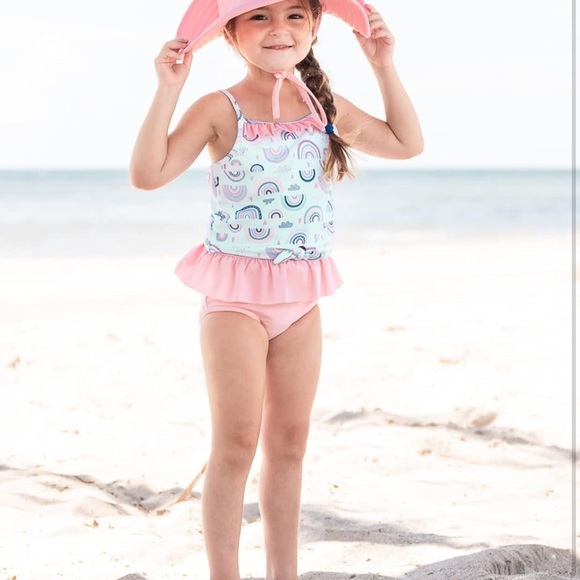 Ruffle Butts Other - Ruffle Butts 2T 2-piece toddler girls swimsuit pink and rainbow